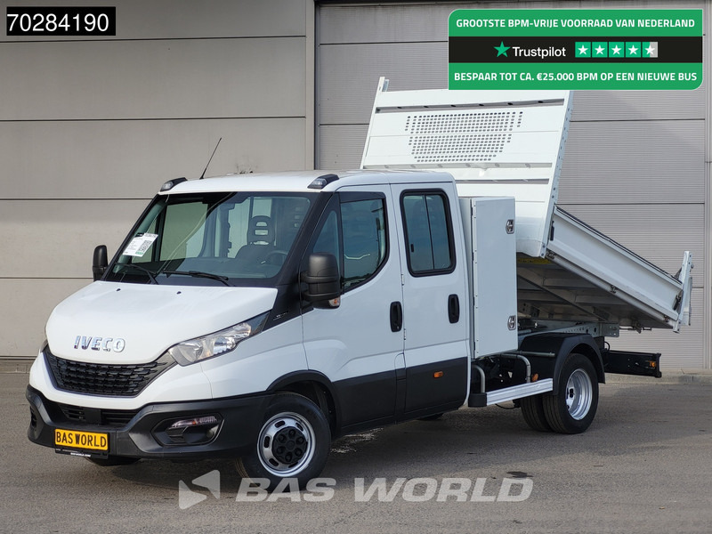 Utilitaire benne Iveco Daily 35C14 Kipper met Kist Dubbel Cabine Dubbellucht 3,5t Trekhaak Airco Cruise Euro6 Kieper Tipper Benne 2m3 Airco Trekhaak Cruise c