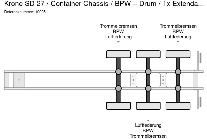 Semi-remorque porte-conteneur/ Caisse mobile Krone SD 27 / Container Chassis / BPW + Drum / 1x Extendable / 45 FT: photos 10