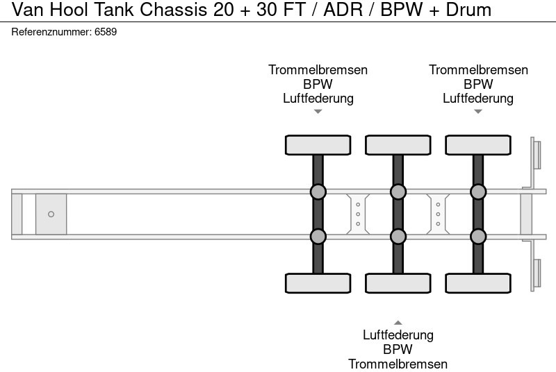 Semi-remorque porte-conteneur/ Caisse mobile Van Hool Tank Chassis 20 + 30 FT / ADR / BPW + Drum: photos 9