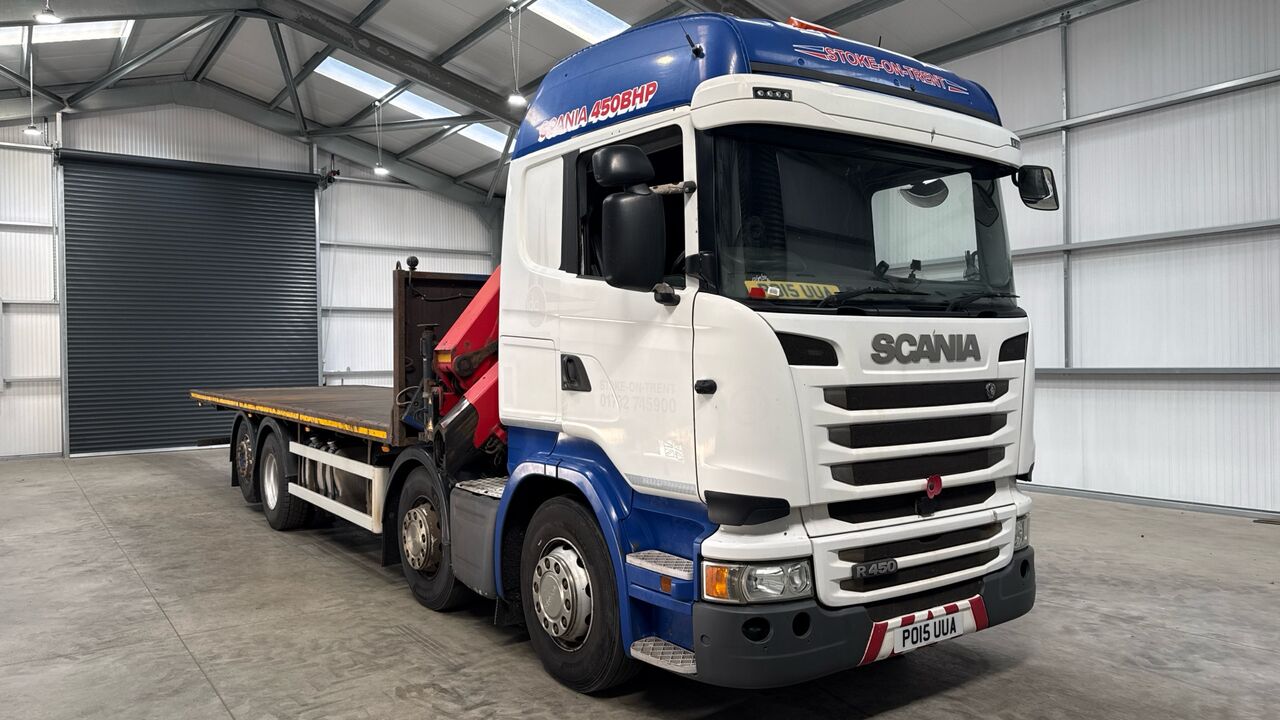 SCANIA R 450 - Camion plateau, Camion grue: photos 1 SCANIA R 450 - Camion plateau, Camion grue: photos 1