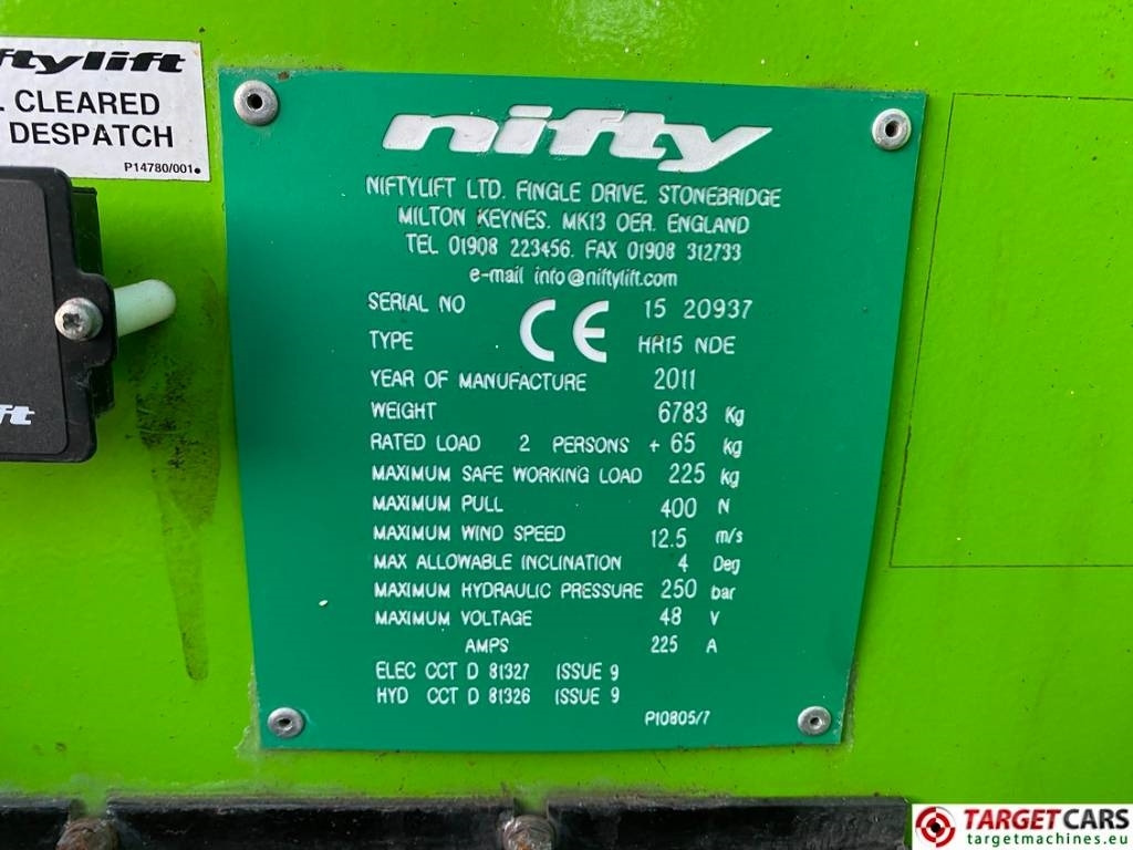 Nacelle articulée Niftylift HR15NDE HyBrid Articulated Boom Work Lift 1550cm: photos 10