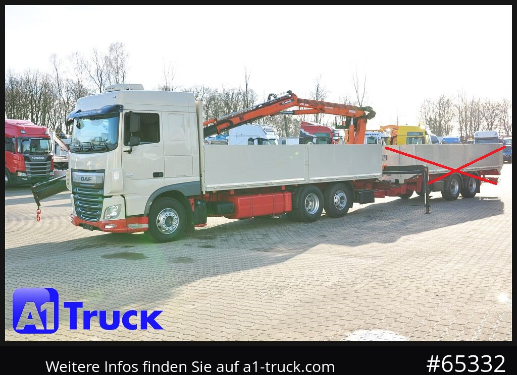 Camion plateau, Camion grue DAF XF 440, Baustoff, Terex 145.2: photos 11