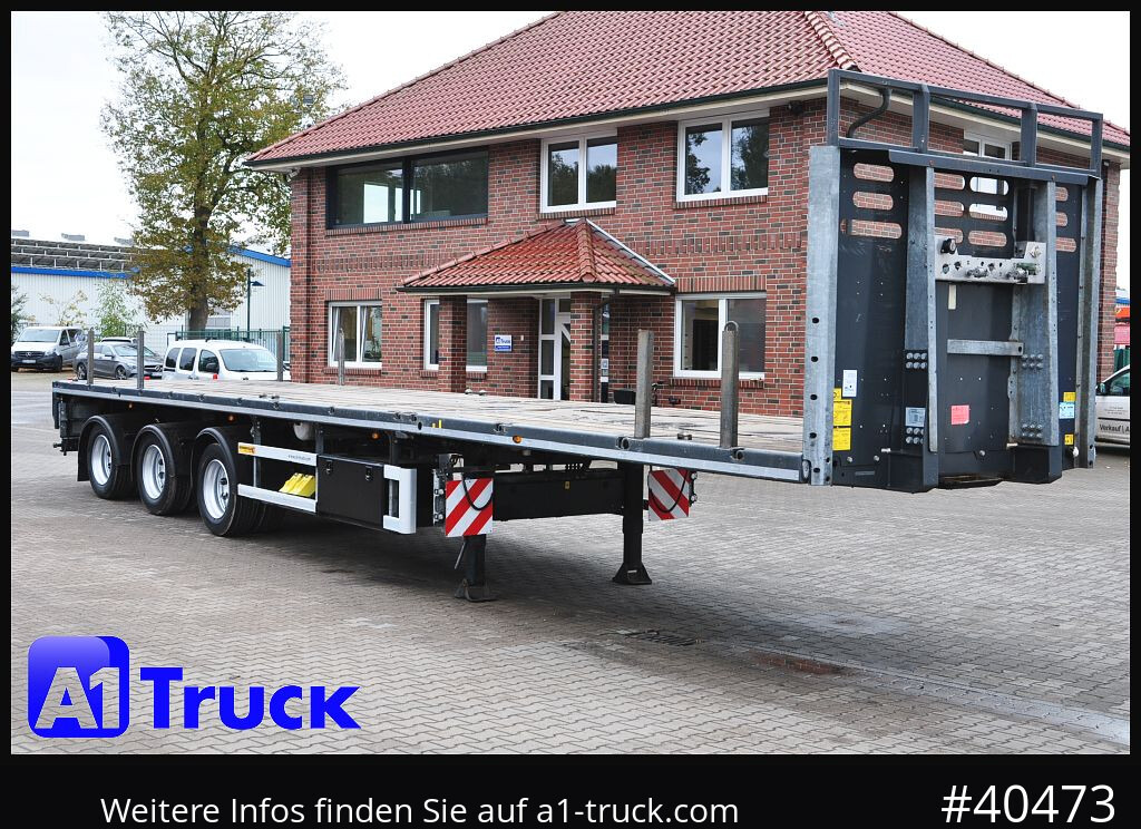 FAYMONVILLE F-S43-1AAF Telemax,3 zwangs gelenkt, Lenkachse - Semi-remorque plateau: photos 1 FAYMONVILLE F-S43-1AAF Telemax,3 zwangs gelenkt, Lenkachse - Semi-remorque plateau: photos 1