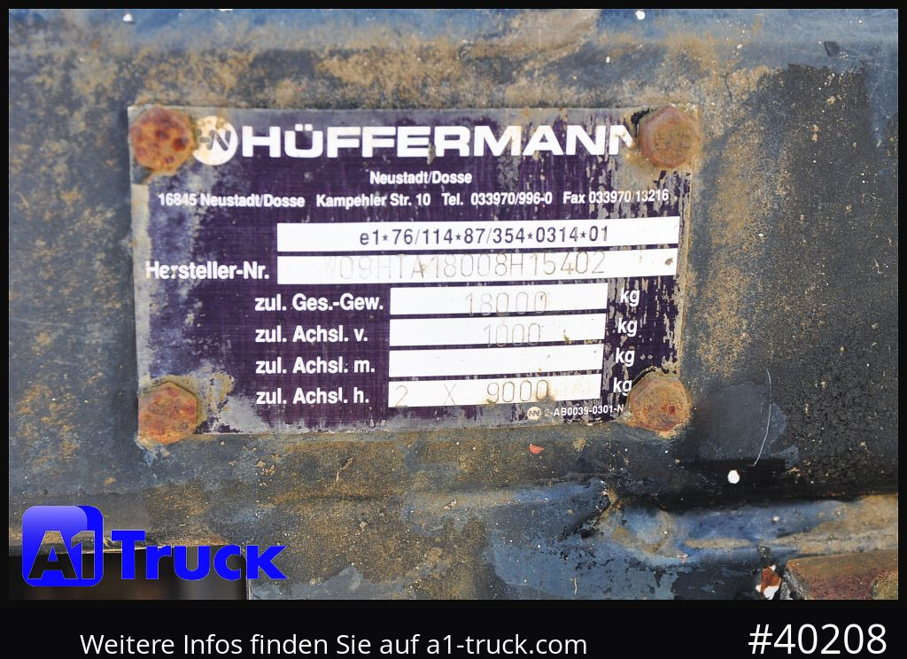HUEFFERMANN HTA1800, Ballast, BPW Achsen, Luft, - Remorque plateau: photos 4 HUEFFERMANN HTA1800, Ballast, BPW Achsen, Luft, - Remorque plateau: photos 4
