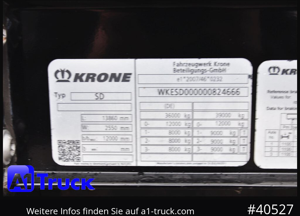 Semi-remorque rideaux coulissants KRONE SD, Tautliner, neue Plane, 202.590km, 1 Vorbesitzer: photos 8