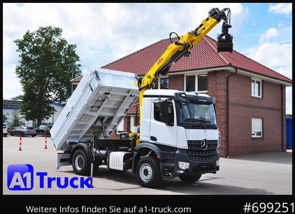 MERCEDES-BENZ Arocs 1840, Kipper + Kran,Funk Navi, - Camion grue, Camion benne: photos 1 MERCEDES-BENZ Arocs 1840, Kipper + Kran,Funk Navi, - Camion grue, Camion benne: photos 1