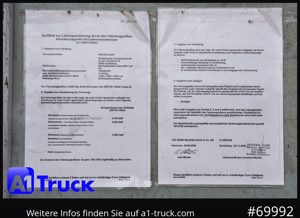 WECON WPR 745, verzinkt, 2520 innen, Code XL - Carrosserie bâchee: photos 4 WECON WPR 745, verzinkt, 2520 innen, Code XL - Carrosserie bâchee: photos 4