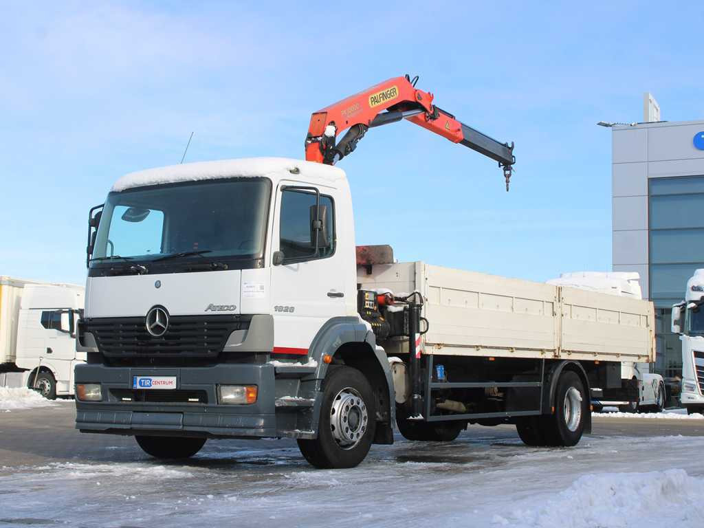 Mercedes-Benz ATEGO 1828, EURO 5, SIDE BOARD, HYDRAULIC ARM PALFINGER PK10000 - Camion plateau, Camion grue: photos 1 Mercedes-Benz ATEGO 1828, EURO 5, SIDE BOARD, HYDRAULIC ARM PALFINGER PK10000 - Camion plateau, Camion grue: photos 1