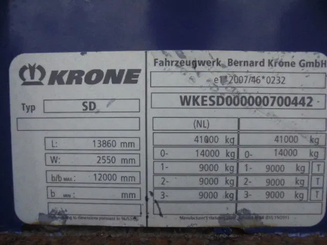 Semi-remorque rideaux coulissants Krone SD NL KENTEKEN BPW TROMMEL ASSEN 35 IN STOCK: photos 17 Semi-remorque rideaux coulissants Krone SD NL KENTEKEN BPW TROMMEL ASSEN 35 IN STOCK: photos 17