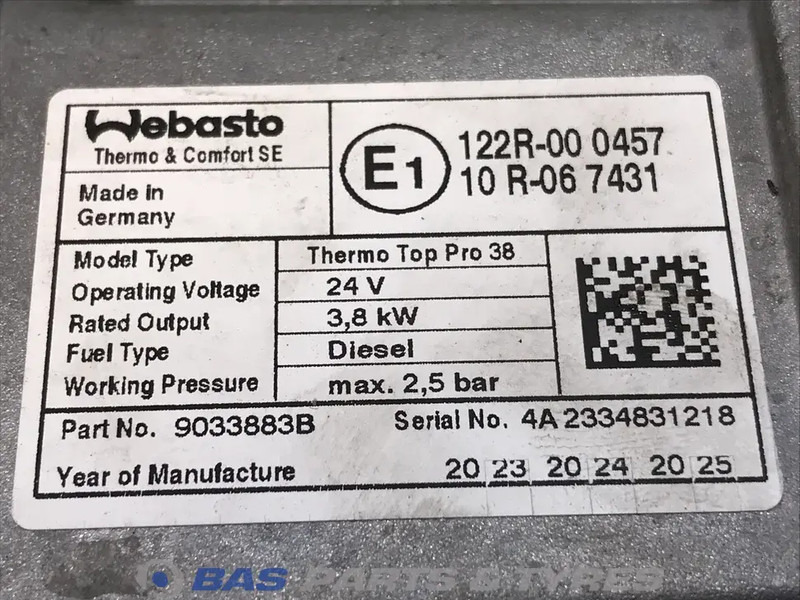 Webasto Thermo Top Pro 38 Standkachel 2289937 - Chauffage/ Ventilation pour Camion: photos 4 Webasto Thermo Top Pro 38 Standkachel 2289937 - Chauffage/ Ventilation pour Camion: photos 4