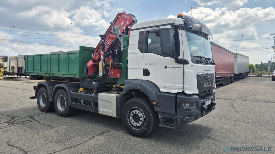 MAN TGS 480 6x4 EURO 6 / EVERLIFT kontejner + hydraulická ruka FASSI F255A.2.26 - Camion plateau, Camion grue: photos 1 MAN TGS 480 6x4 EURO 6 / EVERLIFT kontejner + hydraulická ruka FASSI F255A.2.26 - Camion plateau, Camion grue: photos 1