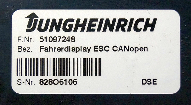 Jungheinrich 51097248 | Display ESC canopen sn. 828O6106 - Panel de instrumentos pour Matériel de manutention: photos 3 Jungheinrich 51097248 | Display ESC canopen sn. 828O6106 - Panel de instrumentos pour Matériel de manutention: photos 3