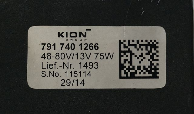 Kion 7917401266 | Omvormer Power converter input 48-80V output 13V75W lief nr 14 Omvormer Power converter input 48-80V output 13V75W lief nr 1493 sn. 115114 - Système électrique pour Matériel de manutention: photos 2 Kion 7917401266 | Omvormer Power converter input 48-80V output 13V75W lief nr 14 Omvormer Power converter input 48-80V output 13V75W lief nr 1493 sn. 115114 - Système électrique pour Matériel de manutention: photos 2