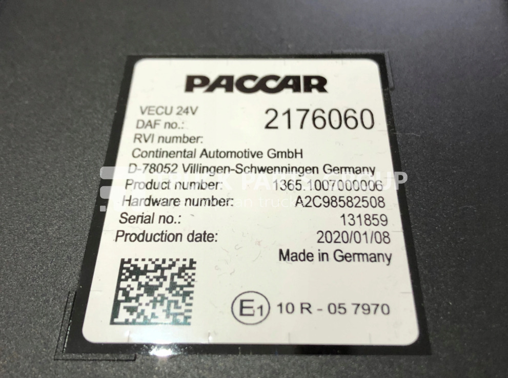 DAF XF, CF, 106, EURO6, EURO 6 emission VECU control unit, ECU, EDC, 2176060, 2034161, A2C98582508, 131859 by Paccar - Bloc de gestion pour Camion: photos 1 DAF XF, CF, 106, EURO6, EURO 6 emission VECU control unit, ECU, EDC, 2176060, 2034161, A2C98582508, 131859 by Paccar - Bloc de gestion pour Camion: photos 1