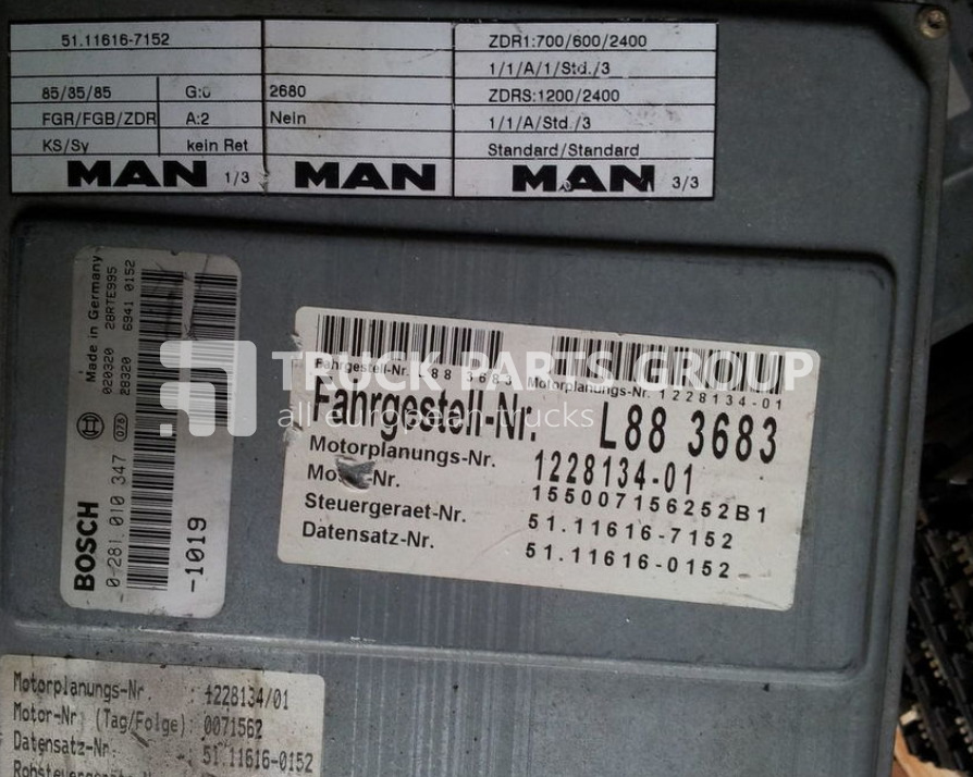 MAN ECU EDC, engine control unit 4 series , L2000, 51116167173, 5111 control unit - Bloc de gestion pour Camion: photos 3 MAN ECU EDC, engine control unit 4 series , L2000, 51116167173, 5111 control unit - Bloc de gestion pour Camion: photos 3