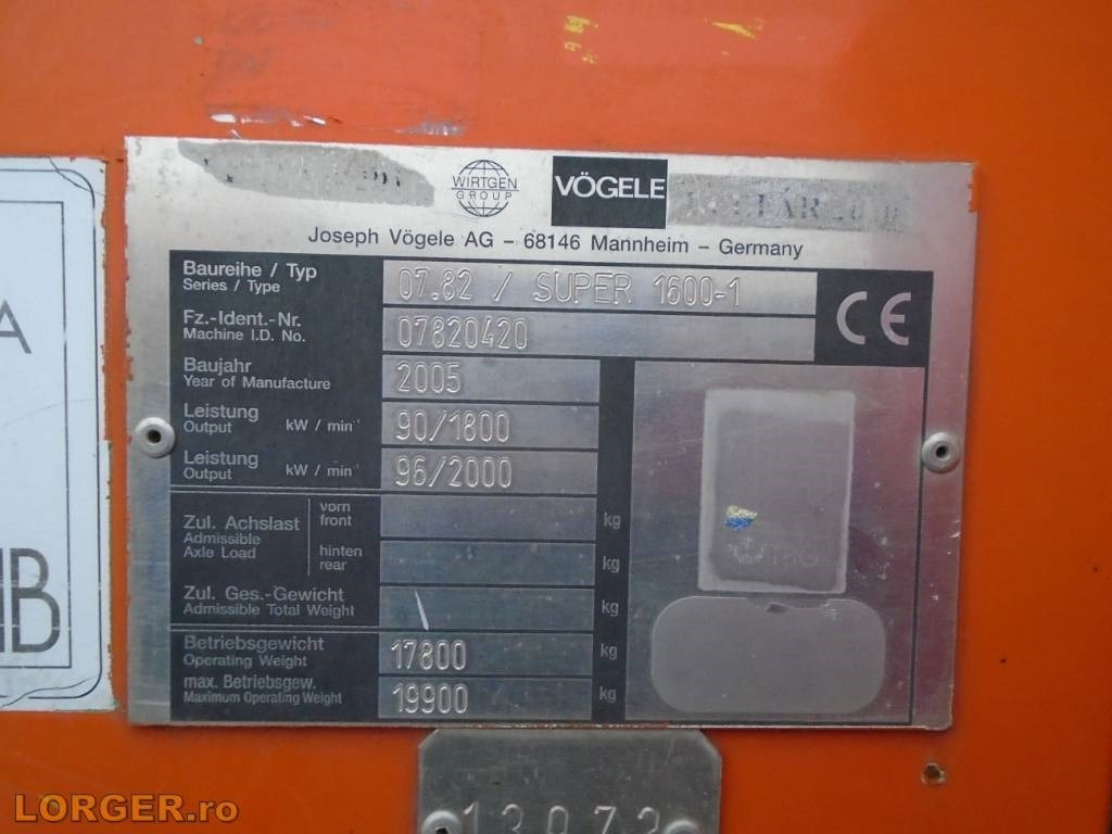 Finisseur Vögele Super 1600: photos 13