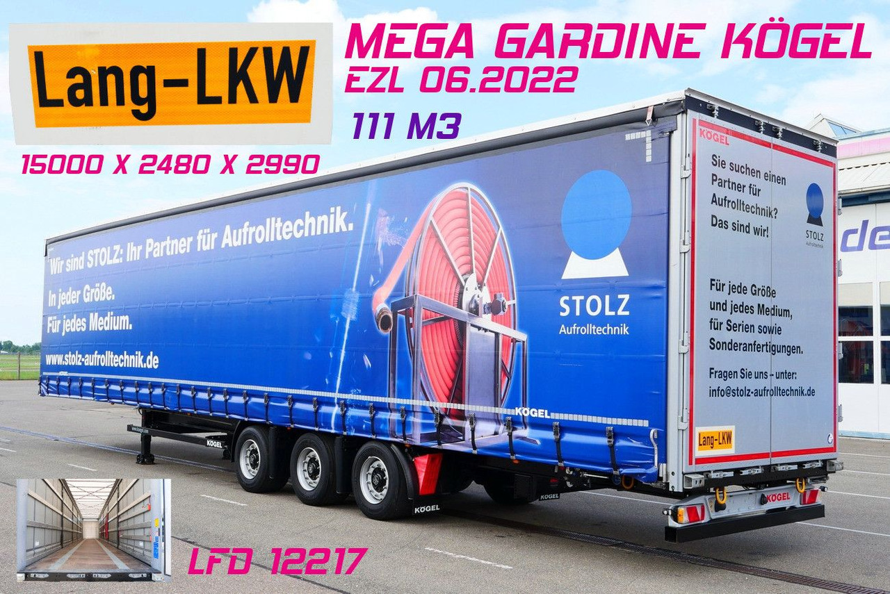 Kögel S24/1/ LANG LKW MEGA / HUBDACH / 2 x liftachse - Semi-remorque rideaux coulissants: photos 1 Kögel S24/1/ LANG LKW MEGA / HUBDACH / 2 x liftachse - Semi-remorque rideaux coulissants: photos 1
