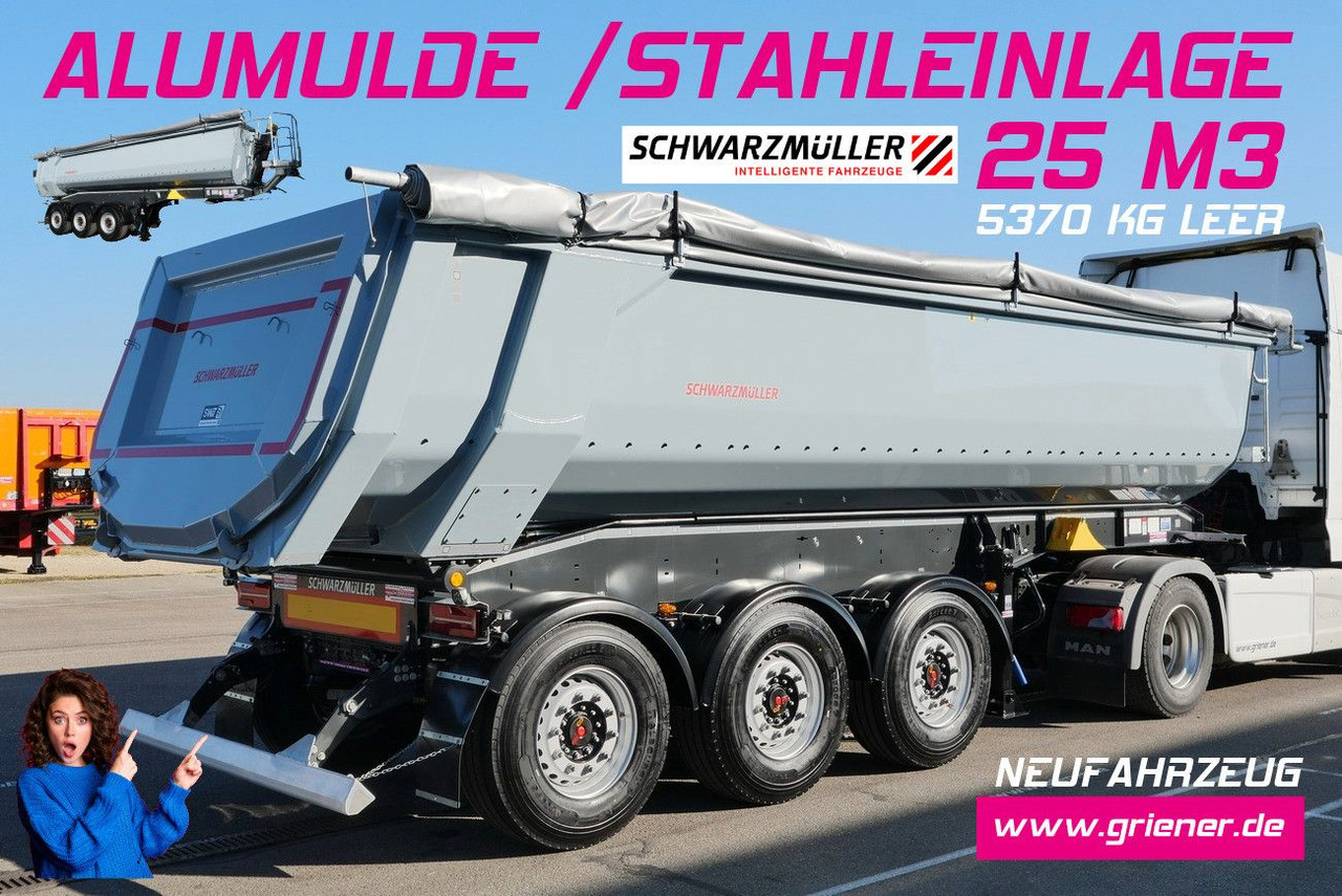 Schwarzmüller K -SERIE / ALUMULDE /STAHLEINLAGE 5430 kg /25m³ - Semi-remorque benne: photos 1 Schwarzmüller K -SERIE / ALUMULDE /STAHLEINLAGE 5430 kg /25m³ - Semi-remorque benne: photos 1