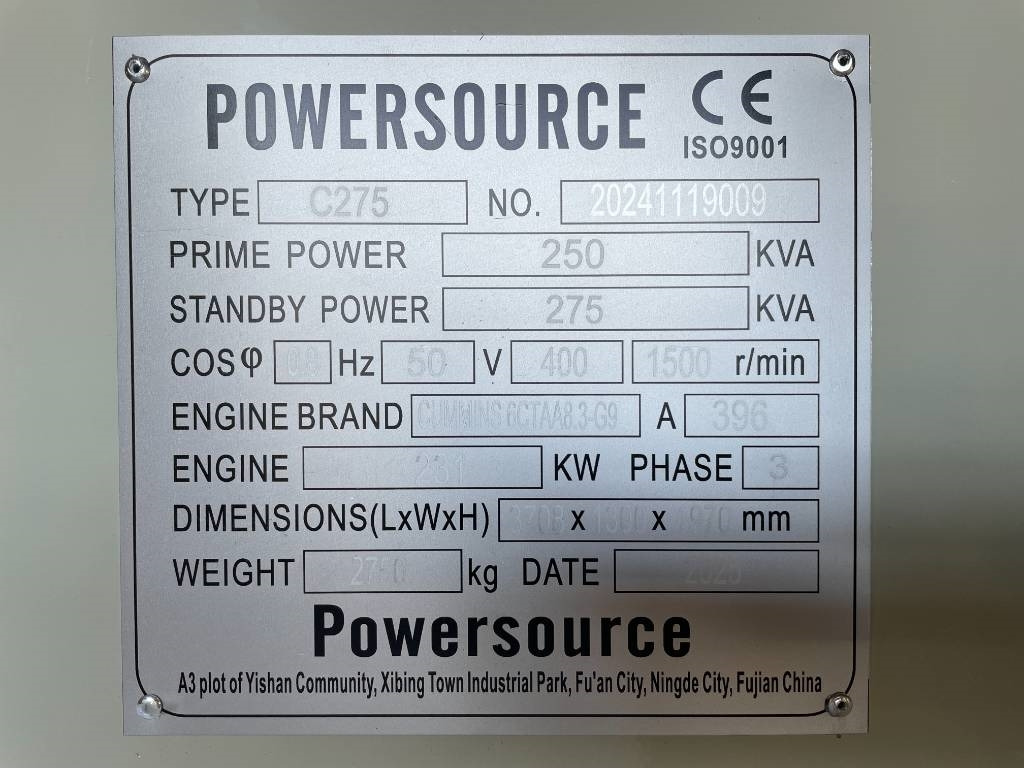 Groupe électrogène neuf Cummins 6CTAA8.3-G9 - 275 kVA Generator - DPX-19842: photos 6