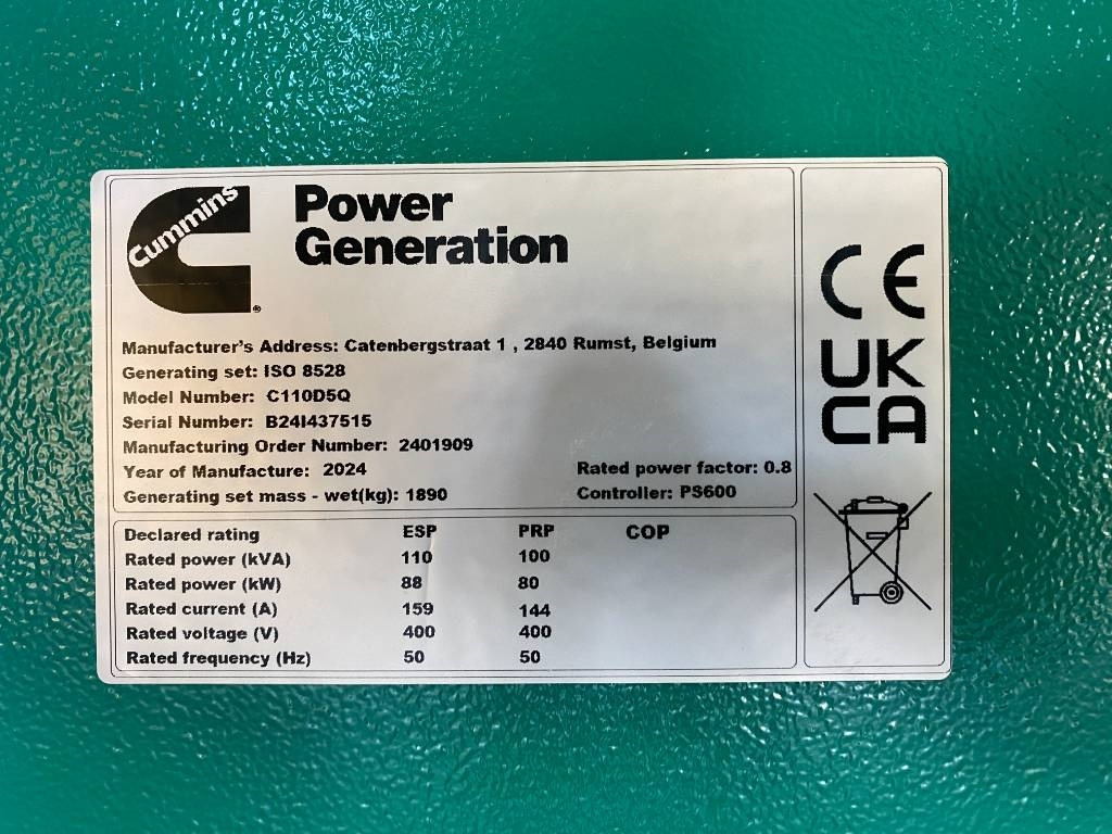 Cummins C110D5Q - Open Genset - DPX-18509-Q-O - Groupe électrogène: photos 5 Cummins C110D5Q - Open Genset - DPX-18509-Q-O - Groupe électrogène: photos 5