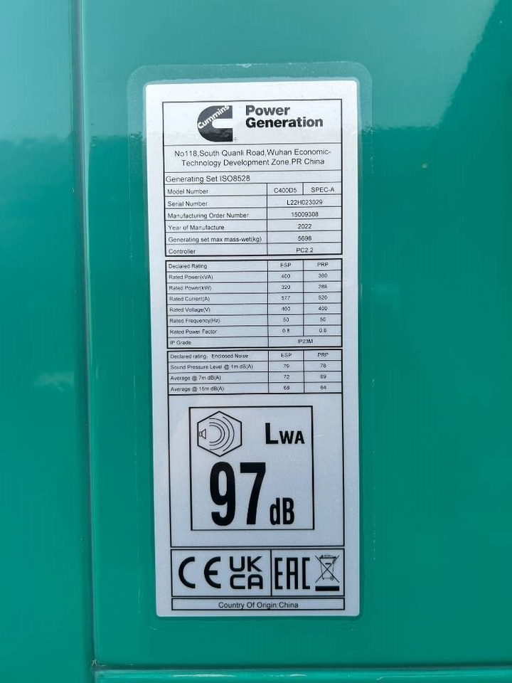 Cummins C400D5 - 400 kVA Generator - DPX-18518 - Groupe électrogène: photos 4 Cummins C400D5 - 400 kVA Generator - DPX-18518 - Groupe électrogène: photos 4