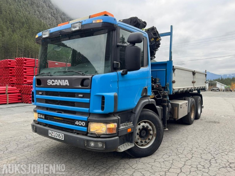 1997 Scania P124 400 kranbil med 3-veis tipp og klype - Camion grue: photos 2 1997 Scania P124 400 kranbil med 3-veis tipp og klype - Camion grue: photos 2