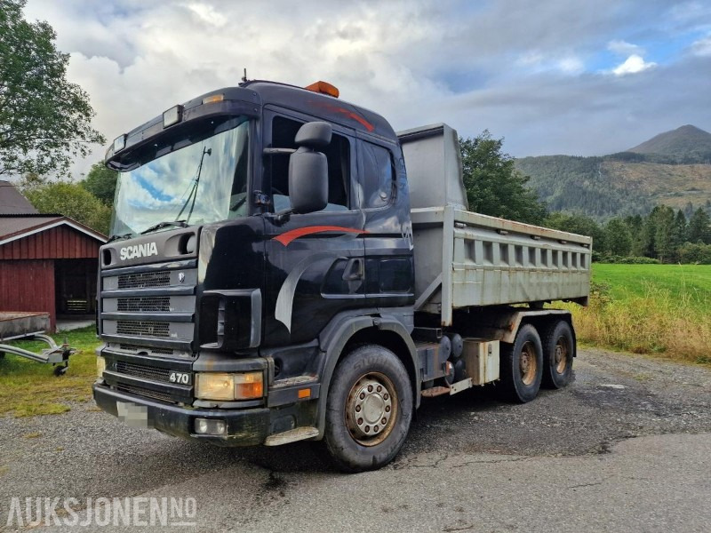 2002 Scania R124 kombibil tippkasse + svingskive - Camion benne: photos 1 2002 Scania R124 kombibil tippkasse + svingskive - Camion benne: photos 1
