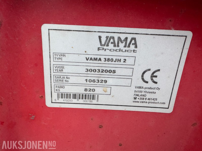 2005 Vama 380JH 2 traktorskjær med 380 cm bredde - Machine agricole: photos 3 2005 Vama 380JH 2 traktorskjær med 380 cm bredde - Machine agricole: photos 3