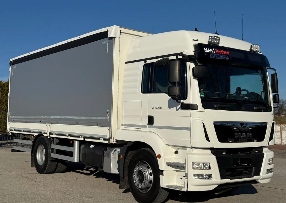 MAN TGM 15.290/E6/FIRANKA/BURTO-FIRANKA/SZKOŁA JAZDY/MAŁY ROZSTAW OSI/16PALET/WINDA/NISKI PRZEBIEG/2019/SERWISOWANY/JAK NOWY - Camion à rideaux coulissants: photos 1 MAN TGM 15.290/E6/FIRANKA/BURTO-FIRANKA/SZKOŁA JAZDY/MAŁY ROZSTAW OSI/16PALET/WINDA/NISKI PRZEBIEG/2019/SERWISOWANY/JAK NOWY - Camion à rideaux coulissants: photos 1