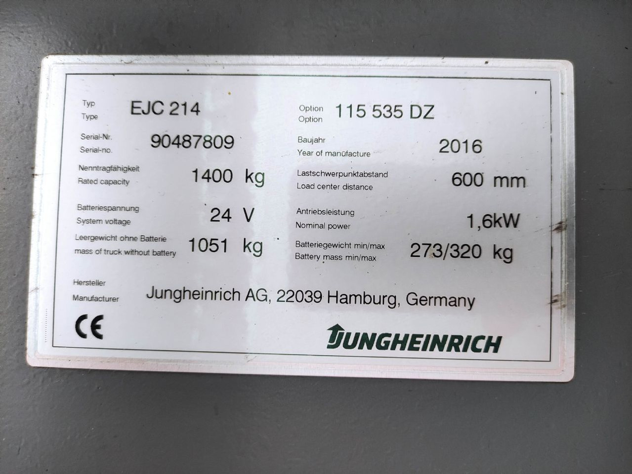 Jungheinrich EJC 214 - Gerbeur: photos 5 Jungheinrich EJC 214 - Gerbeur: photos 5