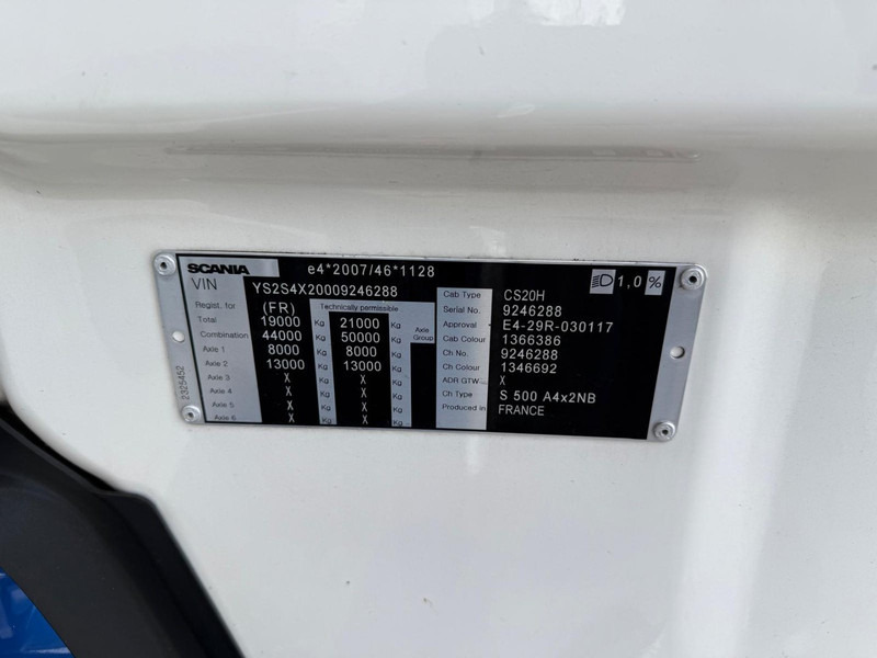 Tracteur routier Scania S500 SMART TACHO 2, FULL AIR, 80% TIRES, LEATHER, 2X TANK, RETARDER, TOP!: photos 18