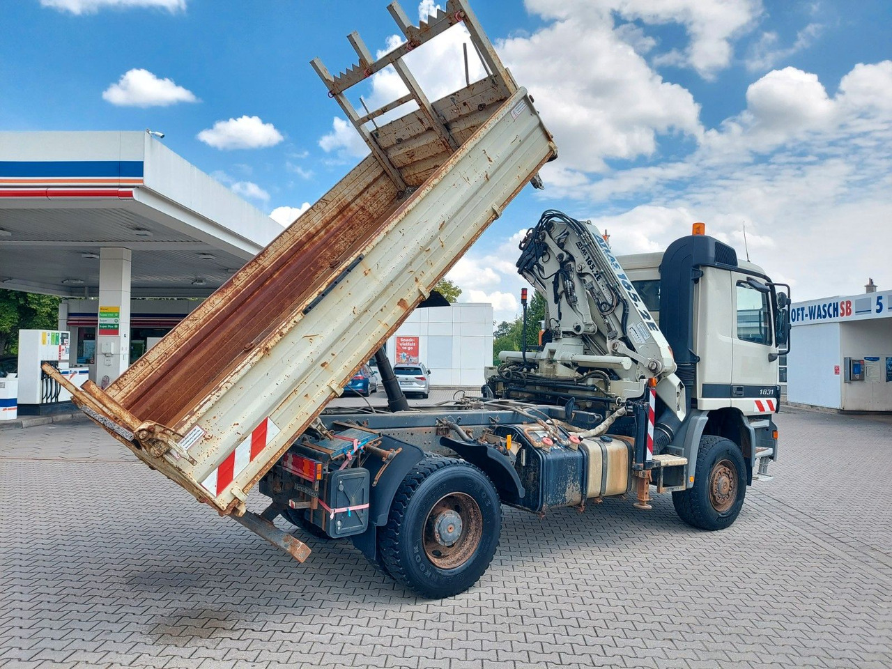 Mercedes-Benz ACTROS 1831 4X4 KRAN MEILER ALLRAD ATLAS 165.2E - Camion benne, Camion grue: photos 1 Mercedes-Benz ACTROS 1831 4X4 KRAN MEILER ALLRAD ATLAS 165.2E - Camion benne, Camion grue: photos 1