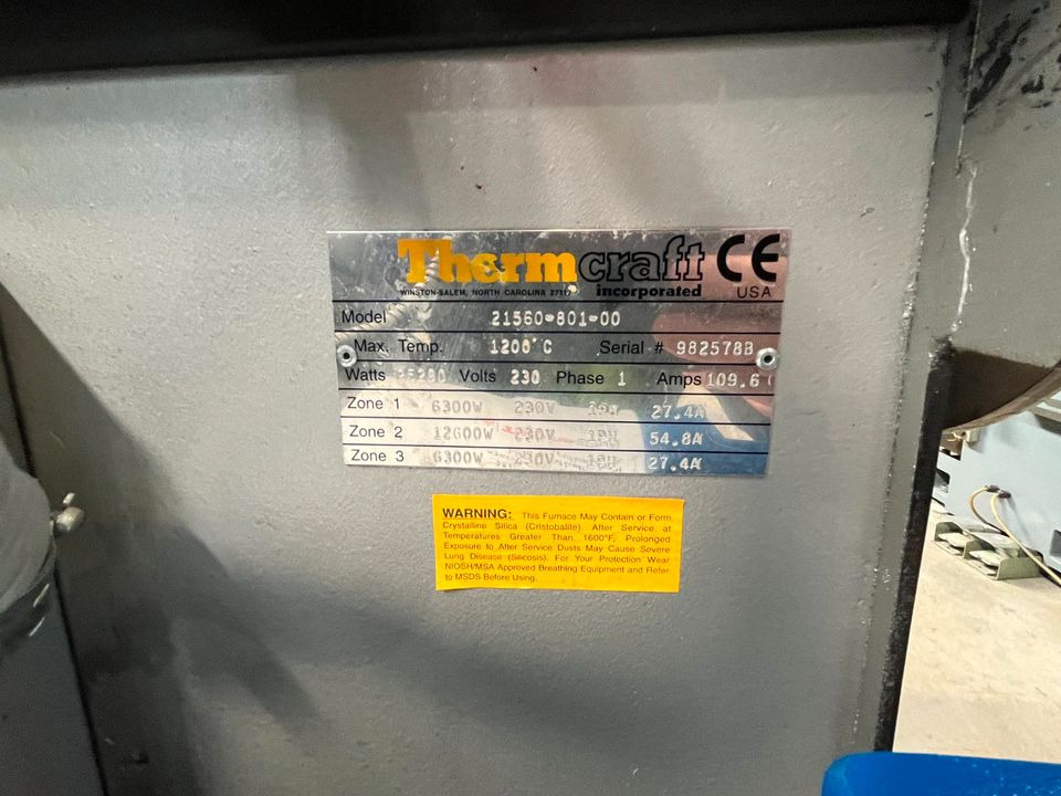 Hochtemperatur ROHROFEN Härteofen THERMCRAFT 1200 °C H2 und N2 G - Machine à métaux: photos 5 Hochtemperatur ROHROFEN Härteofen THERMCRAFT 1200 °C H2 und N2 G - Machine à métaux: photos 5