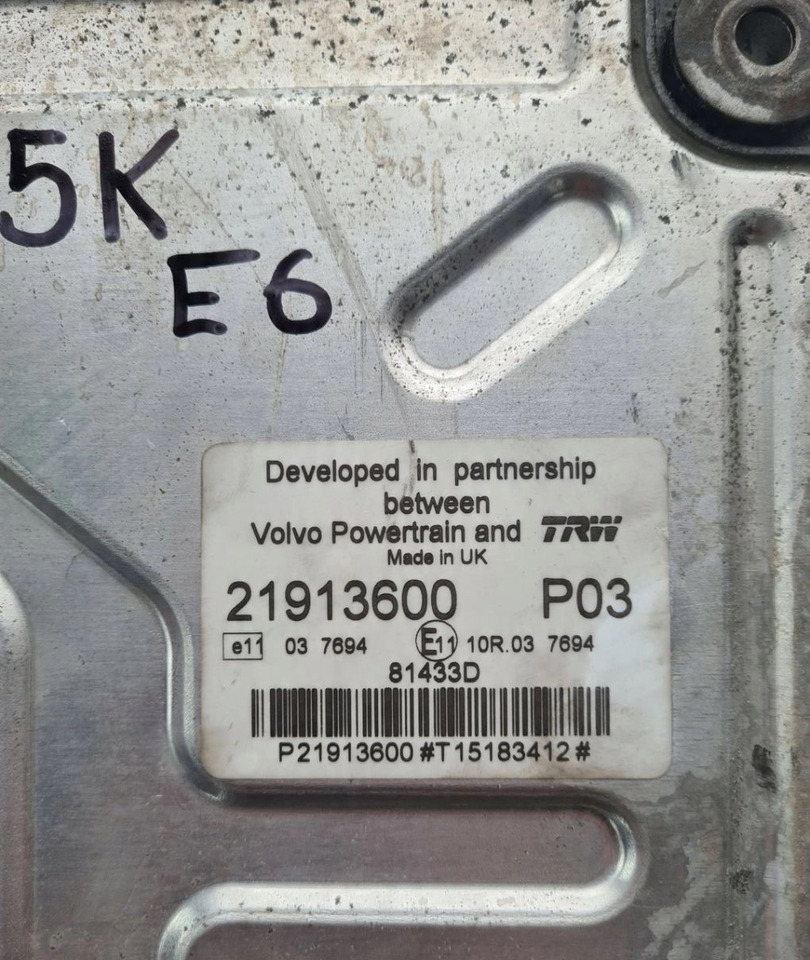 VOLVO KASETA KOMPUTER SILNIKA RENAULT GAMA D VOLVO FL EURO 6 21913600 P02 / P03 - Bloc de gestion pour Camion: photos 5 VOLVO KASETA KOMPUTER SILNIKA RENAULT GAMA D VOLVO FL EURO 6 21913600 P02 / P03 - Bloc de gestion pour Camion: photos 5