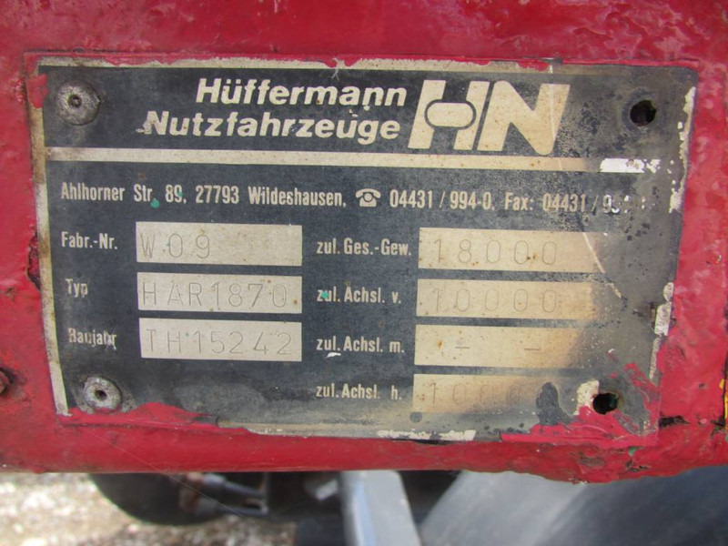Huffermann HAR 18.70 Containeranhänger 3.900 EUR - Remorque porte-conteneur/ Caisse mobile: photos 4 Huffermann HAR 18.70 Containeranhänger 3.900 EUR - Remorque porte-conteneur/ Caisse mobile: photos 4