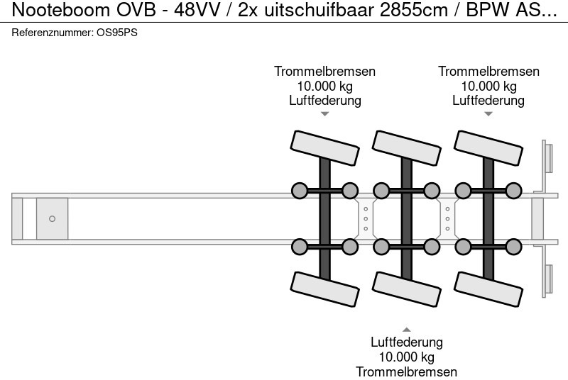 Semi-remorque plateau Nooteboom OVB - 48VV / 2x uitschuifbaar 2855cm / BPW ASSEN / 3x hydraulisch gestuurd / APK - TUV OKTOBER 2025 /: photos 12