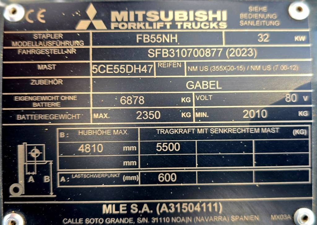 Chariot élévateur électrique Mitsubishi FB 55 NH DEMO 122hrs only !: photos 17 Chariot élévateur électrique Mitsubishi FB 55 NH DEMO 122hrs only !: photos 17