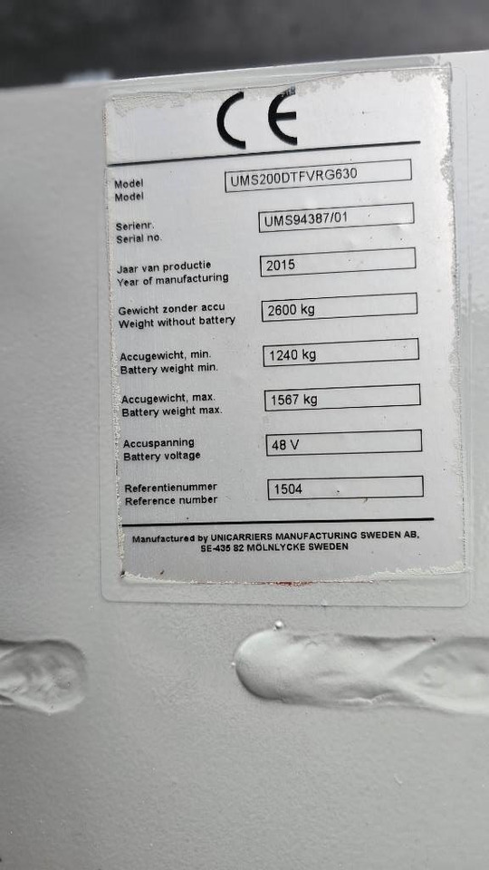 Chariot à mât rétractable UniCarriers UMS 200 DTFVRG630: photos 12