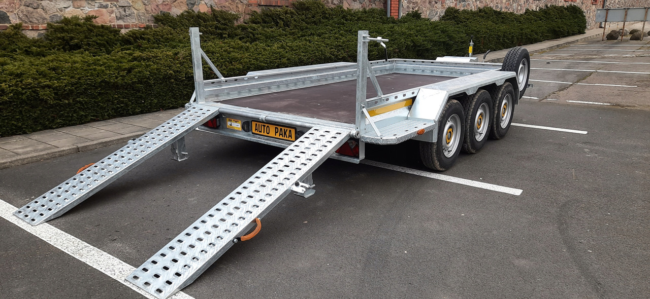 Remorque porte engin neuf PRZYCZEPA LAWETA DO MINIKOPARKI KOPARKI Z NAJAZDAMI STALOWYMI - 3 OSIE / MINI EXCAVATOR TRANSPORTER TRAILER WITH STEEL RAMPS - 3 AXLES: photos 9
