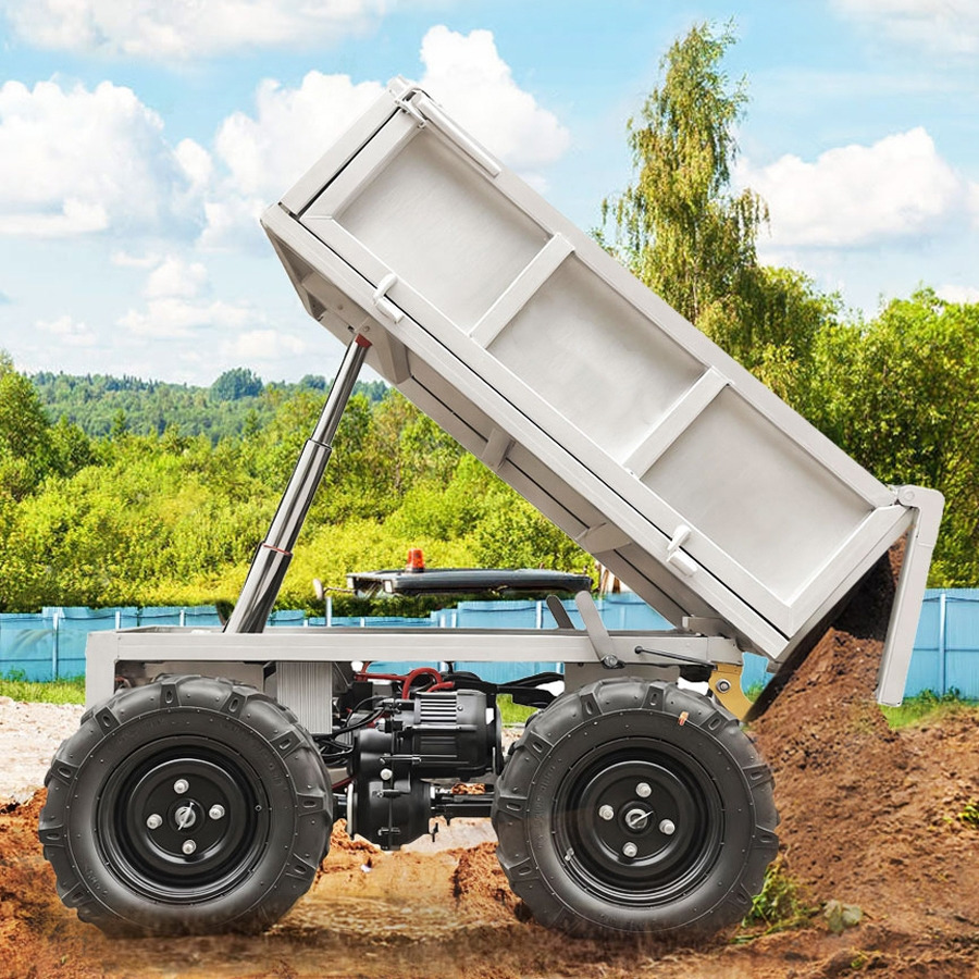 Benne agricole neuf LEZUM Electric Remote Control Transporter Agricultural Orchard Farm Electric Utv Dump Trailer Material Handling Equipment All Terrain Transport Vehicle: photos 8