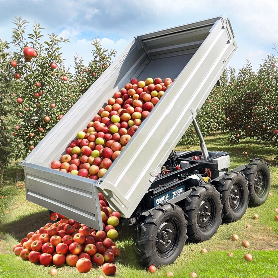 Benne agricole neuf LEZUM Electric Remote Control Transporter Agricultural Orchard Farm Electric Utv Dump Trailer Material Handling Equipment All Terrain Transport Vehicle: photos 9
