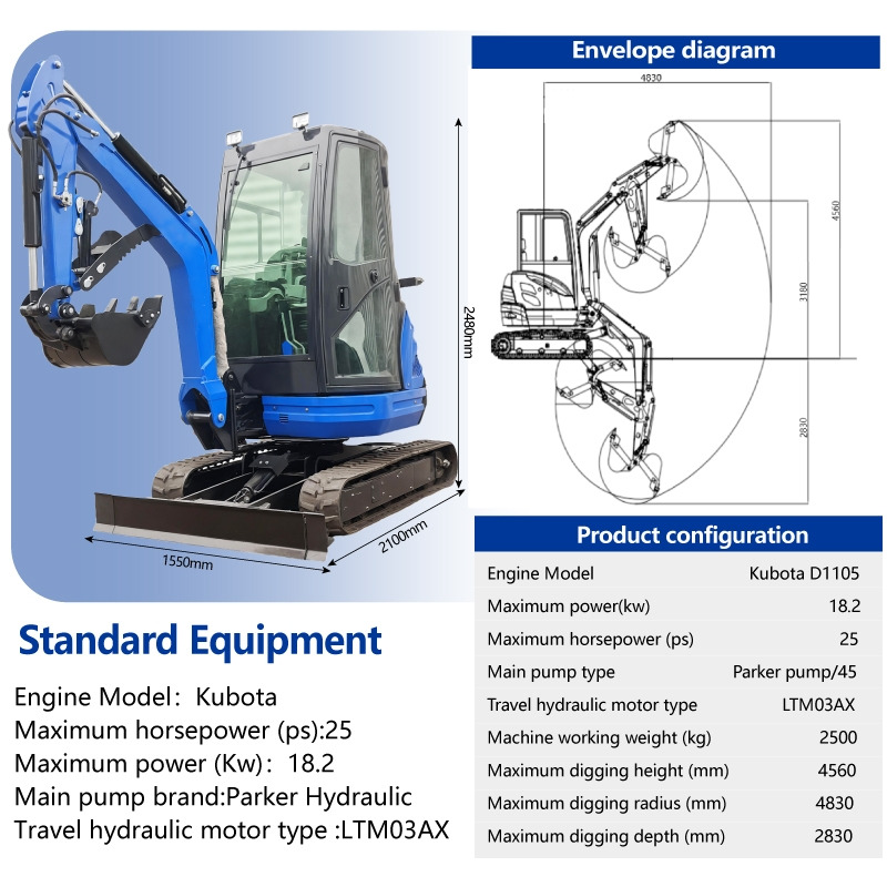 LEZUM DY25U Mini Excavator Digger Miniexcavadora EPA Kubota Engine Mini Excavator For Sale With Mini Excavator Attachment Set - Pelle sur chenille: photos 2 LEZUM DY25U Mini Excavator Digger Miniexcavadora EPA Kubota Engine Mini Excavator For Sale With Mini Excavator Attachment Set - Pelle sur chenille: photos 2