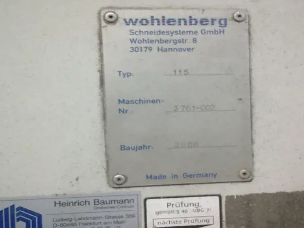 Wohlenberg 115 - Massicot: photos 4 Wohlenberg 115 - Massicot: photos 4