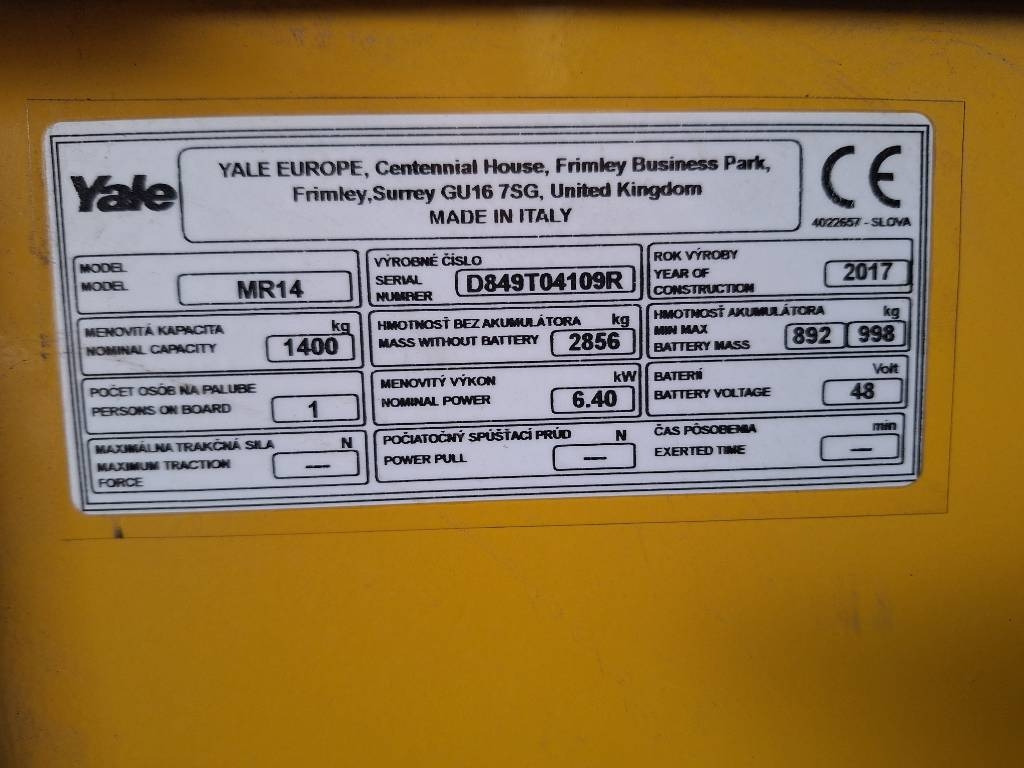 Yale MR 14 - Chariot à mât rétractable: photos 5 Yale MR 14 - Chariot à mât rétractable: photos 5