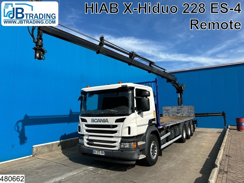 Scania P 410 8x4, EURO 6, HIAB, Remote, Steeringaxle - Camion plateau, Camion grue: photos 1 Scania P 410 8x4, EURO 6, HIAB, Remote, Steeringaxle - Camion plateau, Camion grue: photos 1