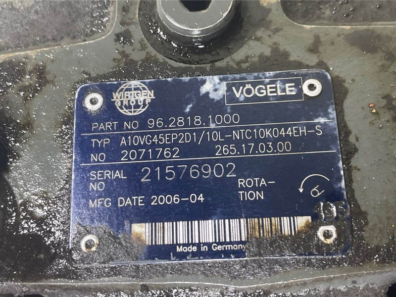Vögele 96.2823.1000/R902071762/265.17.03.00-Drive pump - Hydraulique pour Engins de chantier: photos 4 Vögele 96.2823.1000/R902071762/265.17.03.00-Drive pump - Hydraulique pour Engins de chantier: photos 4