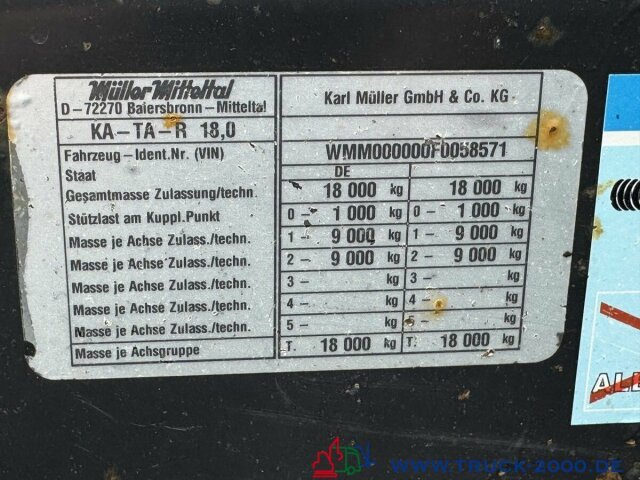 Müller-Mitteltal KA-TA- R 18,0 Tandem 3 Seitenkipper NL 13.500kg - Remorque benne: photos 4 Müller-Mitteltal KA-TA- R 18,0 Tandem 3 Seitenkipper NL 13.500kg - Remorque benne: photos 4