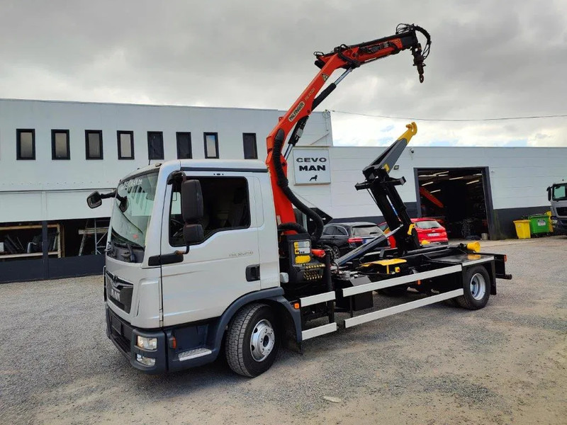 MAN TGL 12.250 Containersysteem Jimeca met kraan Palfinger PK4501 - Camion ampliroll, Camion grue: photos 1 MAN TGL 12.250 Containersysteem Jimeca met kraan Palfinger PK4501 - Camion ampliroll, Camion grue: photos 1