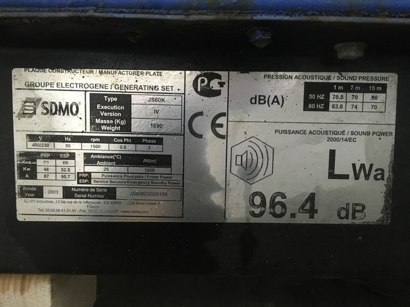 Groupe électrogène John Deere 4045TF120 GENERATOR 60 KVA USED: photos 8