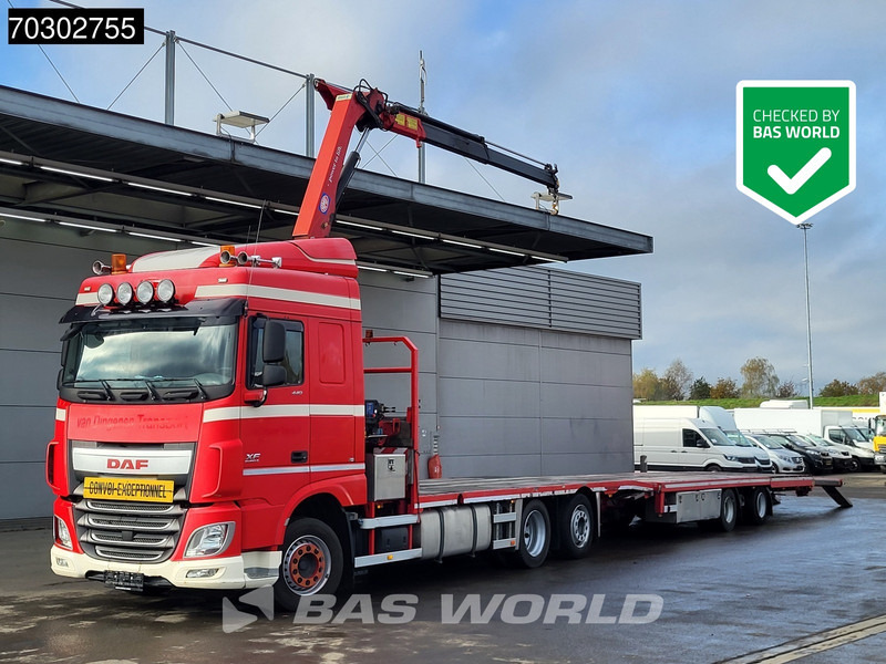 DAF XF 440 XF 6X2 NL-Truck Transporter APK HMF 900-K2 crane Winch Lift-Lenkachse Euro 6 - Camion plateau, Camion grue: photos 1 DAF XF 440 XF 6X2 NL-Truck Transporter APK HMF 900-K2 crane Winch Lift-Lenkachse Euro 6 - Camion plateau, Camion grue: photos 1